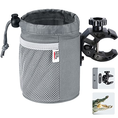 Kemimoto Cup Holder With Clip, Oxford Fabric Boat Cup Holders For Drinks With 0.6"-1.5" Alligator Clamp, Cup Holder For Boat, Bike, Kayak, Motorcycle, Wheelchair, Walker, Scooter, Golf Cart, Gray #TOP18