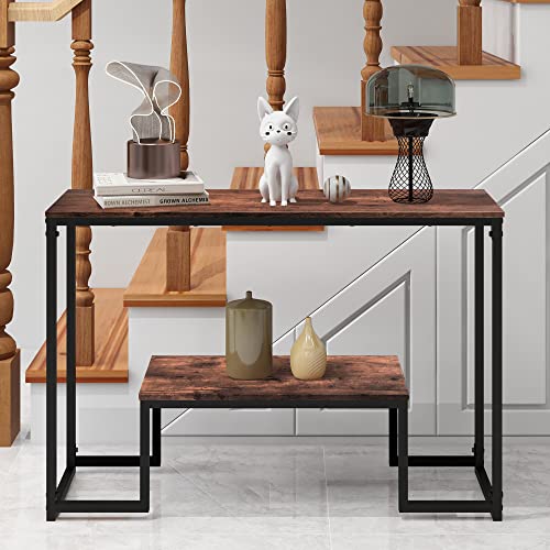 HOMERECOMMEND Console Table Narrow Sofa Table for Living Room,Rus...