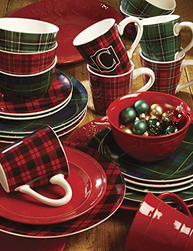 Certified International 22925SET6 Christmas Plaid 10.75" Dinner Plate, Set of 6 Assorted Designs, One Size, Multicolor