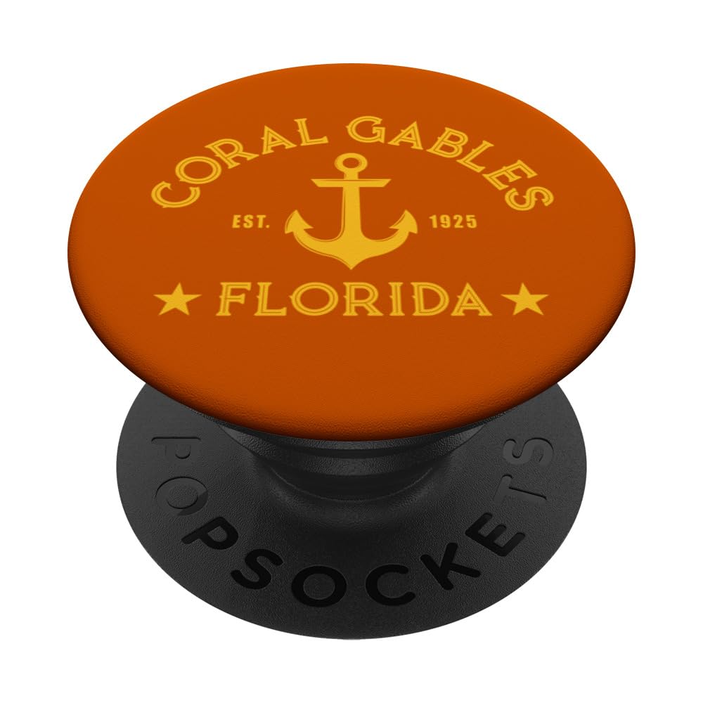 CORAL GABLES FL Nautical Design W. Anchor, Est 1925 PopSockets Swappable PopGrip, Black
