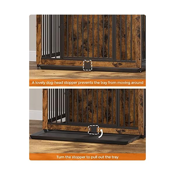 Feandrea-Dog-Crate-Furniture-38-Inches-Dog-Kennel-for-Dogs-up-to-70-lb-with-Removable-Tray-Heavy-Duty-Dog-Cage-End-Table-Double-Doors-Dog-House-Rustic-Brown-UPFC013X01 Feandrea-Dog-Crate-Furniture-38-Inches-Dog-Kennel-for-Dogs-up-to-70-lb-with-Removable-Tray-Heavy-Duty-Dog-Cage-End-Table-Double-Doors-Dog-House-Rustic-Brown-UPFC013X01
