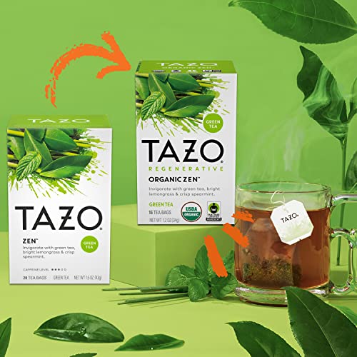 Tazo Tea Bags, Green Tea, Regenerative Organic Zen Tea, 16 Count (Pack Of 6) #TOP1