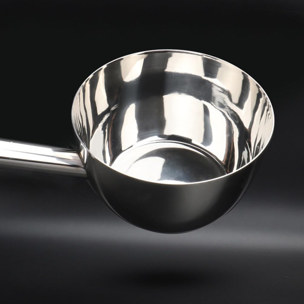 Luxshiny Louche Inox à Fond Plat Ustensile de Cuisine pour Eau et Soupe Manche Long et Ergonomique
