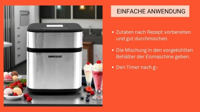 Bild 6 - Syntrox Germany Eismaschine Jinoria für Speiseeis & Frozen Joghurt, Eiscreme Maschine, Softeis und Frozen Joghurt Maker, Eis selber machen, mit Timer, Kinderfreundlich