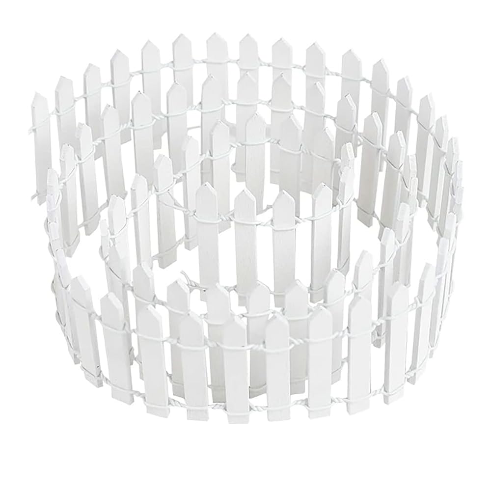 Miniature Garden Fence, 5 * 90CM Small Wooden Fence Flexible Miniature Picket Fence for Micro Landscape Flower Pot Fairy Garden Decoration(White)