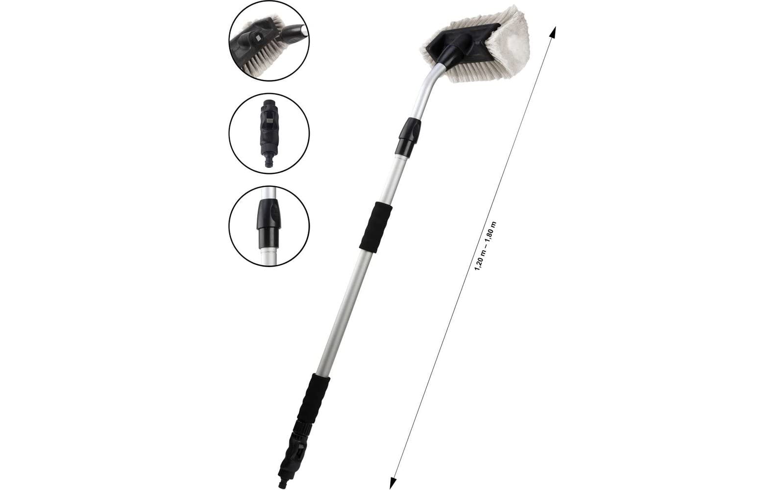 Berger Aluminium Teleskop-Waschbürste Premium Caravan Reinigungsset Autowaschset Bürste 120-180 cm