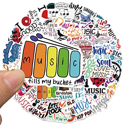Skqit 50Pcs Music Stickers - Perfect Music Motivational Stickers For Music Lovers, Adults, Kids - Extra Sticky, Durable - Great On Water Bottles, Laptop, Skateboard, Motorcycle #TOP2