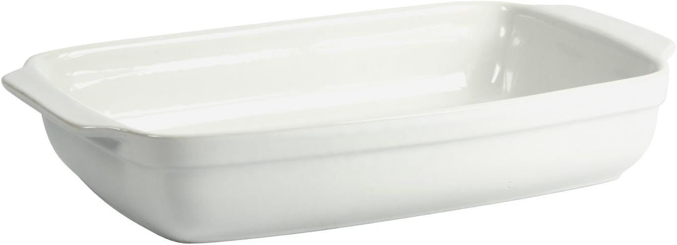 Crealys 512729 Baking Dish 31 x 18.5 x 5.5 cm Rectangular with Ceramic Handles White