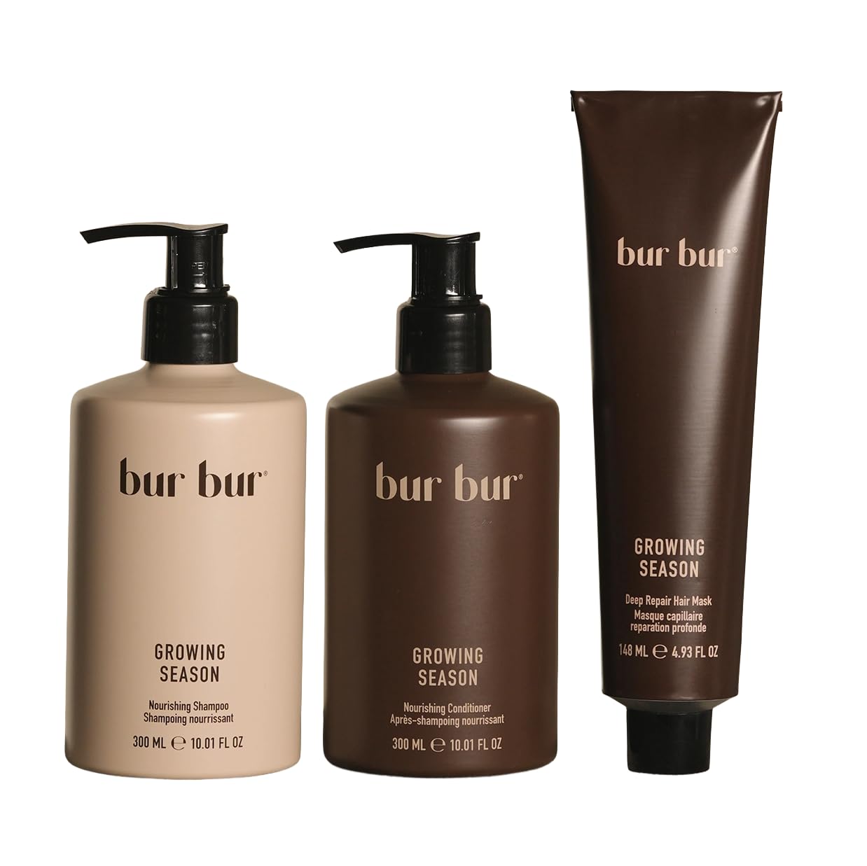 BUR BUR Hair Growth Trio | Nourishing Shampoo, Conditioner & Deep Conditioning Repair Hair Mask, Hydrating & Strengthening Sulfate-Free Hair Care System