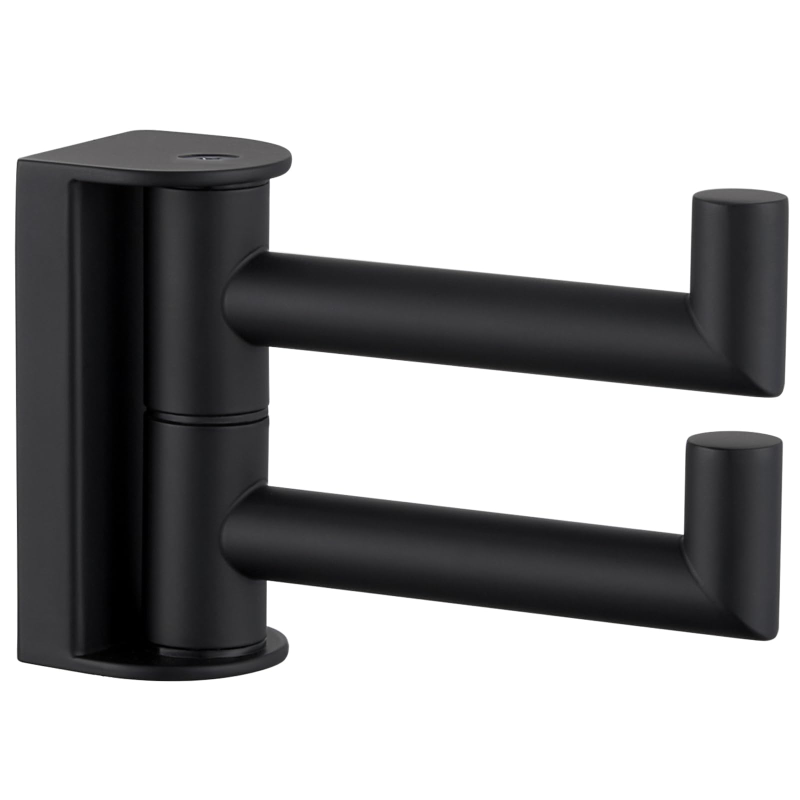 APLusee Swivel Towel Hook 2 Arms Matte Black, 304 Stainless Steel Bathroom Double Towel Holder, Folding Robe Hook Wall Mounted