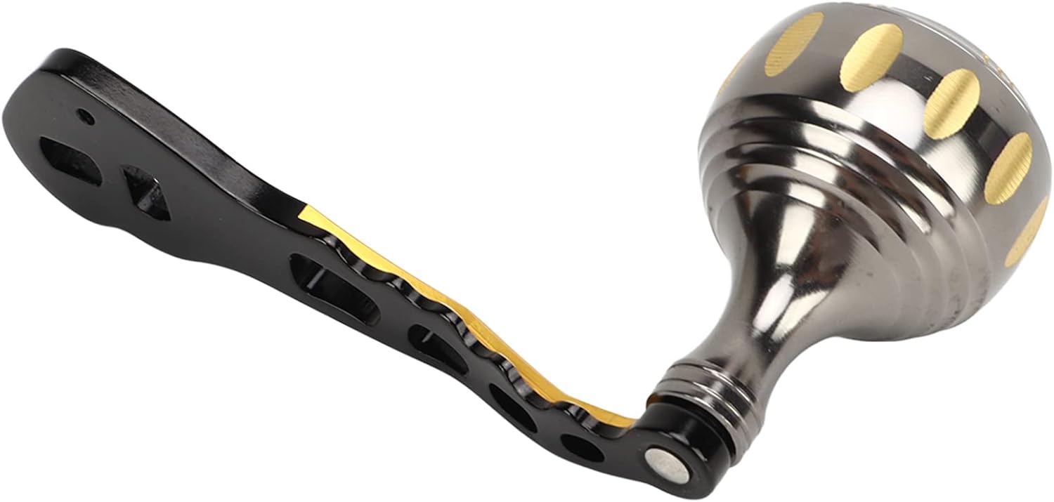 Power Handle, Spherical Grip Prevent Slip Effort Saving Aluminum Alloy 2 Colors Reel Handle for Baitcasting Reels