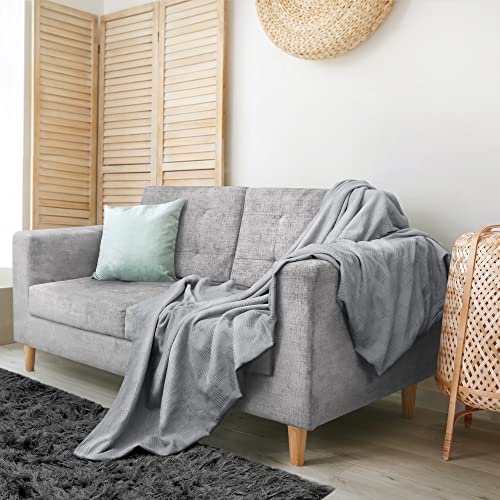 Utopia Bedding Cool Grey 100% Cotton Blanket [King Size - 90x108 Inch] 350GSM Lightweight, Soft and Breathable Thermal Blanket for All Seasons