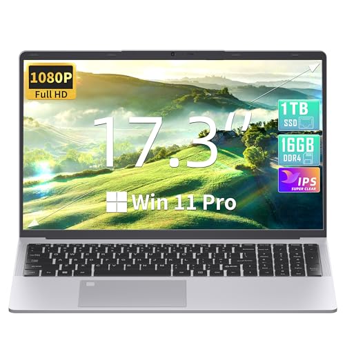 Image of 17.3 inch FHD IPS Laptop Computer, 16GB RAM 1TB SSD, 6500Y CPU(Up to 3.4GHz, Beat N5095), Win 11 Pro, Backlit Keyboard, Fingerprint, HDMI, USB-C,BT 5.0 /WiFi,180 View,for Business Students