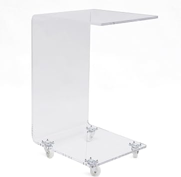 Removable Acrylic End Table C-Shape Sofa Transparent Small End Table Acrylic End Table with Storage Small Nightstand Coffee Table Desk Side Tables for Home Office Small Spaces