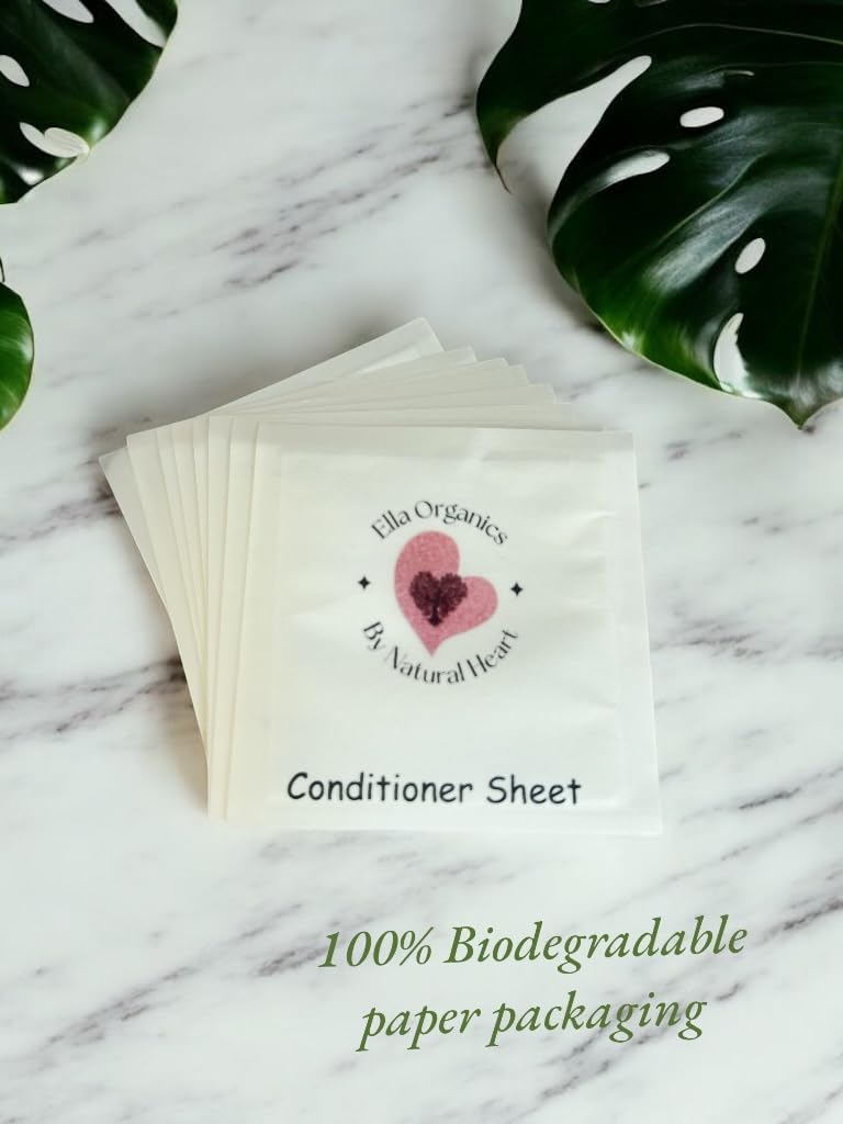 Ella Organics - 100% Dissolving Hair Conditioner Sheet and Packaging Biodegratable. (30sheets per Box) image 3