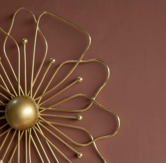 Image of Metscape India Metal Wall Sculpture | 31 x 31 cm | Gold Finish | Premium Decorative Wall Art for Living Room, Bedroom & Dining Area | Modern Home Decor Accent & Elegant Gifting Item