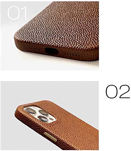 Coque cuir iPhone 12 Pro Max marron protégeant l'écran et les objectifs des rayures - 4