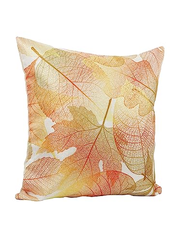 Image of ROMEE Designer Floral Printed Cushion Covers 16 inch x 16 inch Set of 5 | Decorative Square Jute Throw Pillow /Cushion Cover for Living Room, Sofa, Couch, Bedroom (Beige & Rust)