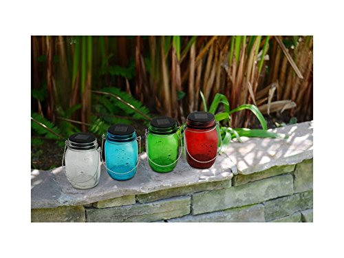 Florals One Solar Glass Mason Jar Light, Color By Random, Lantern Led Decorative Garden Lantern Table Light Patio Indoor Lamp Nightlight #TOP5