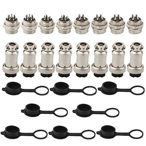 RUNCCI-YUN 4/5 /8 Pines Conector de aviación, 4 Pines 4pcs, 5 pines2pcs, 8 Pines 2pcs de Metal Enchufe de la aviación, 8tapas Protectoras de Goma