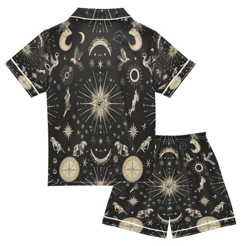 senya Pajama Sets Silky Button Down Nightwear Sleepwear Size 5-14 Years Moon Zodiac Signs2