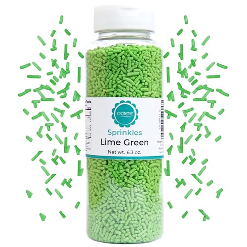 Image of O'Creme Lime Green Sprinkles for Cake Decorating, 6.3 oz