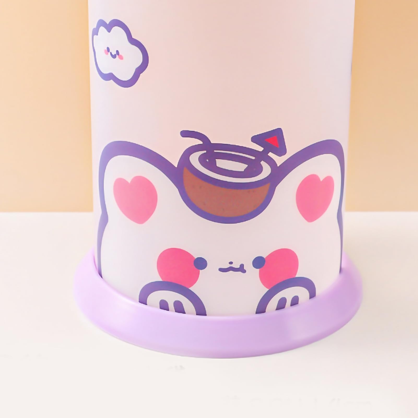 Muiltvoe Folding Pen Holder Pencil Holder Desk Organizer Cute Cartoon Pattern Transparent Large Capacity Storage for Pens Pencils Makeup Brushes with Glossy Edges for Girls Kids Teachers (Tiger)
