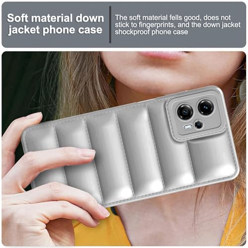 Image of Amazon Brand - Solimo Puffer Case Camera Protection Soft Back Cover for Motorola Moto G13 - Silver