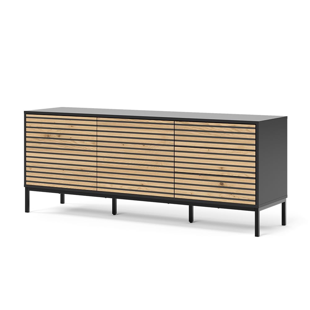 Vicco Lowboard Eliza, Goldkraft Eiche/Anthrazit, 150 x 60 cm | mit 3 Schubladen, zur Aufbewahrung und als TV-Untergestell einsetzbar