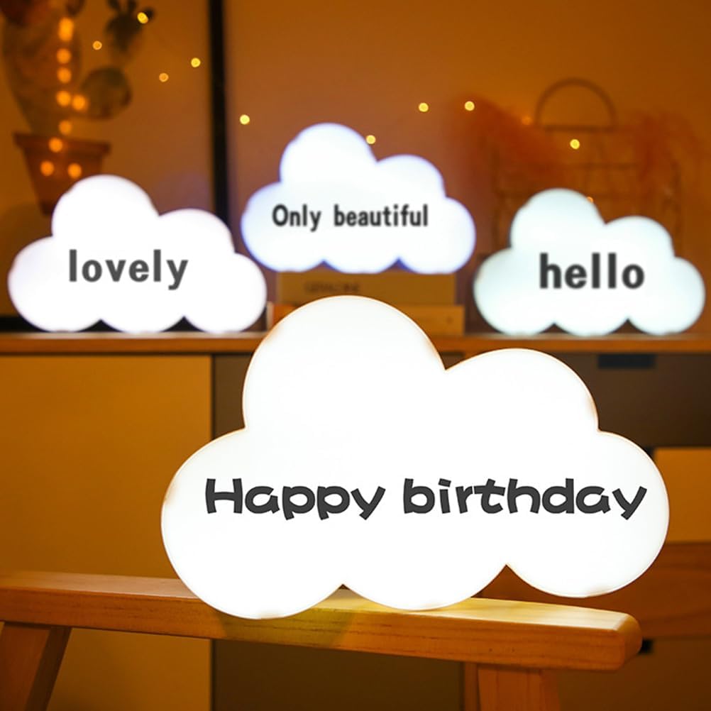 Led Cloud Shape Erasable Message Lamp Night Light with 3 Pens Reusable Writing Board for Home Decoration Parties Weddings 11.81X7.28X1.96In