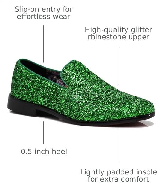 Image of SPK04 Men's Vintage Glitter Dress Loafers Slip On Shoes Classic Tuxedo Dress Shoes