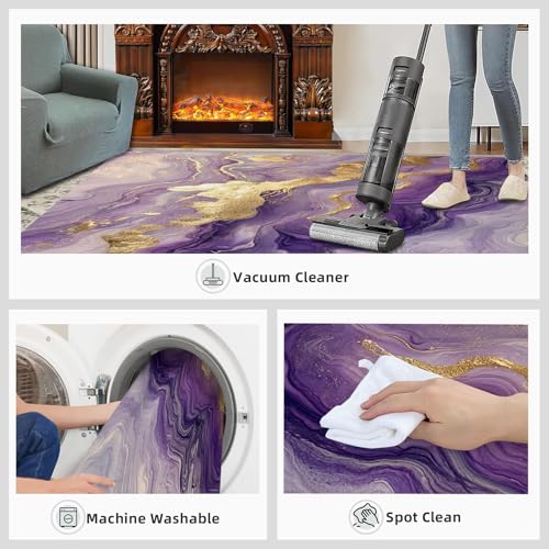 Tapis en marbre abstrait lavable pour protéger le sol du salon - 8