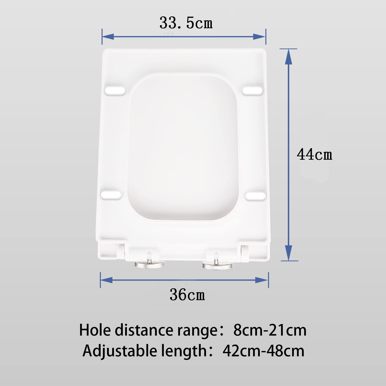 Toiletbril Soft Close Familie Toiletbril Vierkante Vorm Toiletten Seat met Eenvoudige Top Fixing, Standaard Loo WC-stoelen, Wordt geleverd met Fitting Loo Zitting, wit-34* 45cm