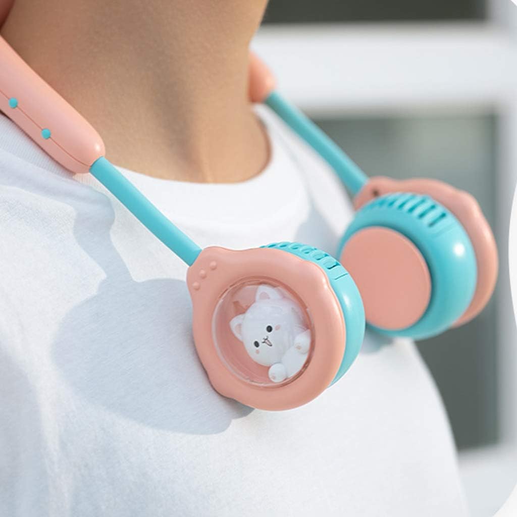 Cartoon Hanging Neck Fans Foldable Cooling Fan USB Quiet Fan Ventilador For Outdoor Camping Party