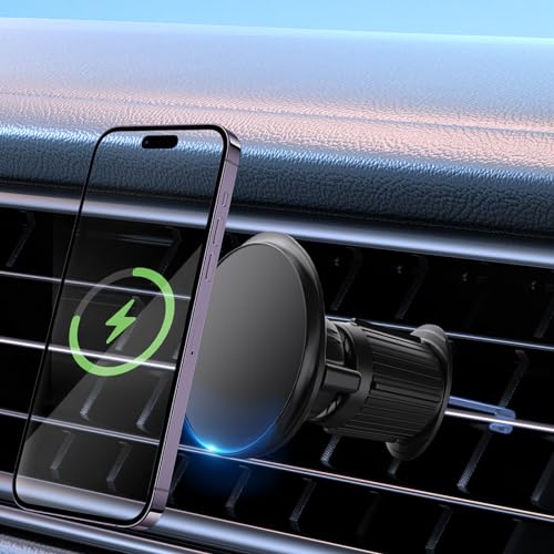 Grefay 2023 Magnetyczny Uchwyt Samochodowy Telefon Komórkowy Odpowietrzający Ulepszony Magnetyczny Uchwyt Telefon Komórkowy z 2 Silnymi Magnesami do iPhone 15 14 13 Pro Max Magsafe Etui