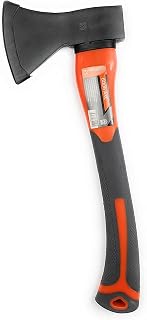 Edward Tools Harden Camping Axe 15” with Sheath - Forged Carbon Steel Head with Fiberglass Handle - Survival/Wood Splitting Hatchet for Hunting, Backpacking, Chopping Wood