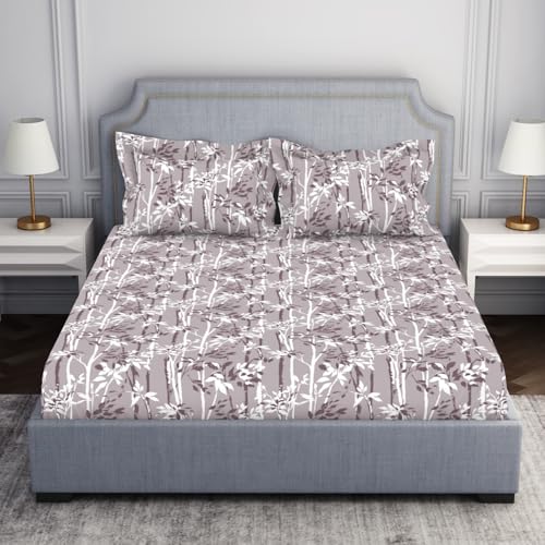Image of Welspun 132 Tc 100% Cotton Bedsheet for Double Bed with 2 Pillow Cover | Breathable & Super Soft King Size Bedsheet |(274 X 274 CM) - Pink | Serene