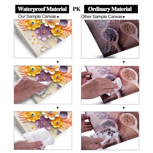 Piy Painting Set of 3 Wall Art Beautiful Pattern Canvas Painting Framed Canvas Prints Pictures Print On Canvas Photo Stretched On Wooden Wall Decor For Dorm Bedroom (12x12in) - Image 3