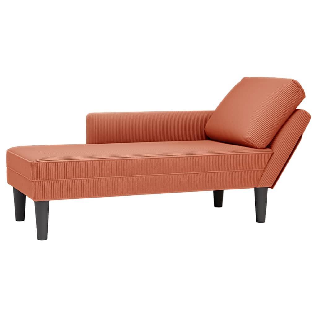 Sedia a sdraio con cuscino rosso arancione in tessuto velluto a