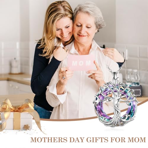 TOUPOP Tree of Life Necklace for Women 925 Sterling Silver Family Tree Austrian Crystal Jewelry Birthday Christmas Gifts for Mom Wife Her4