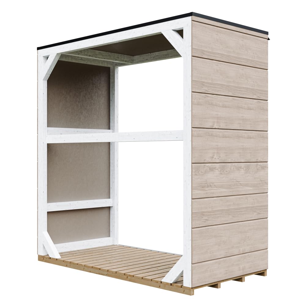 Legnaia da esterno 1,14 m² - 75 x 153 x H159 cm - Deposito da giardino per la legna resistente alle intemperie - TIMBELA M980-1-TERRA BROWN