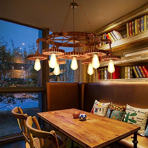 Lampe industrielle bois et métal rétro suspension E27 à hauteur réglable