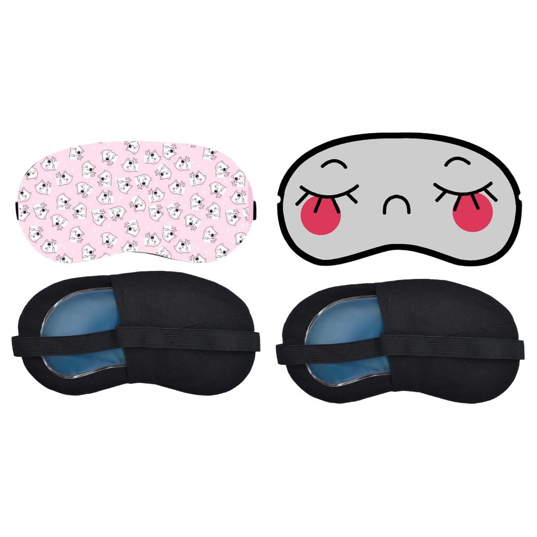 Aoxeria Pink Mini Unicorn Pattern, Blushing Sleepy Face Sleeping Mask Combo, Soft Comfortable Light-Blocking Eye Cover for Women, Men & Kids, Reusable Blindfold for Night Sleep, Nap (Pack of 2)-image-11