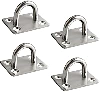Mooche 4 Stück 304 Edelstahl Deckenhaken, 4.5cm Heavy Duty U Form Klammerring Augplatten Mastplatte Decksplatte Aufhängung mit Geboht