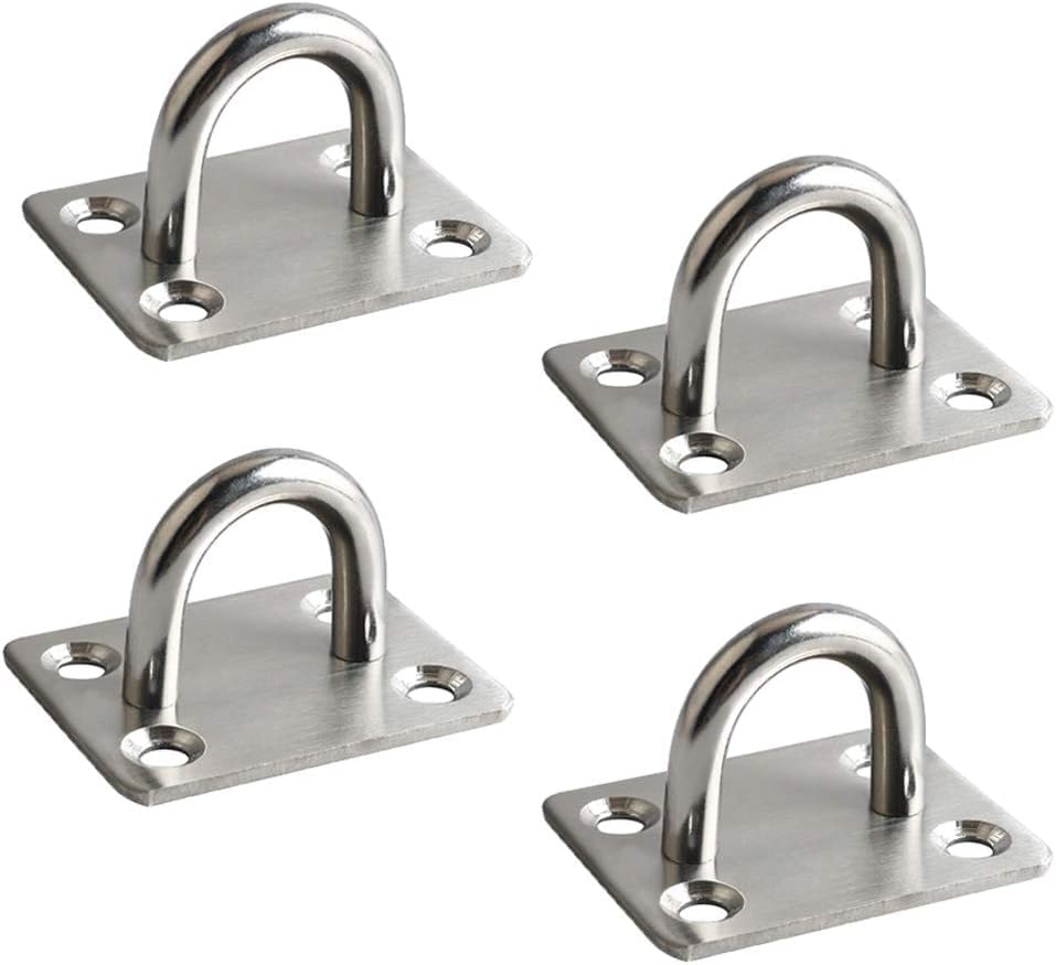 Mooche 4 Stück 304 Edelstahl Deckenhaken, 4.5cm Heavy Duty U Form Klammerring Augplatten Mastplatte Decksplatte Aufhängung mit Geboht