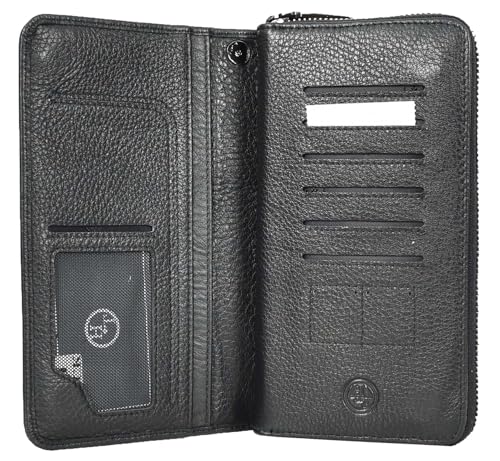 Portefeuille enveloppe en cuir véritable noir de qualité supérieure modèle A211