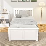 DESIGN MINIMALISTE : Le cadre de lit simple arbore un design rectangulaire blanc, parfait pour s'intégrer à une grande variété de styles de chambre