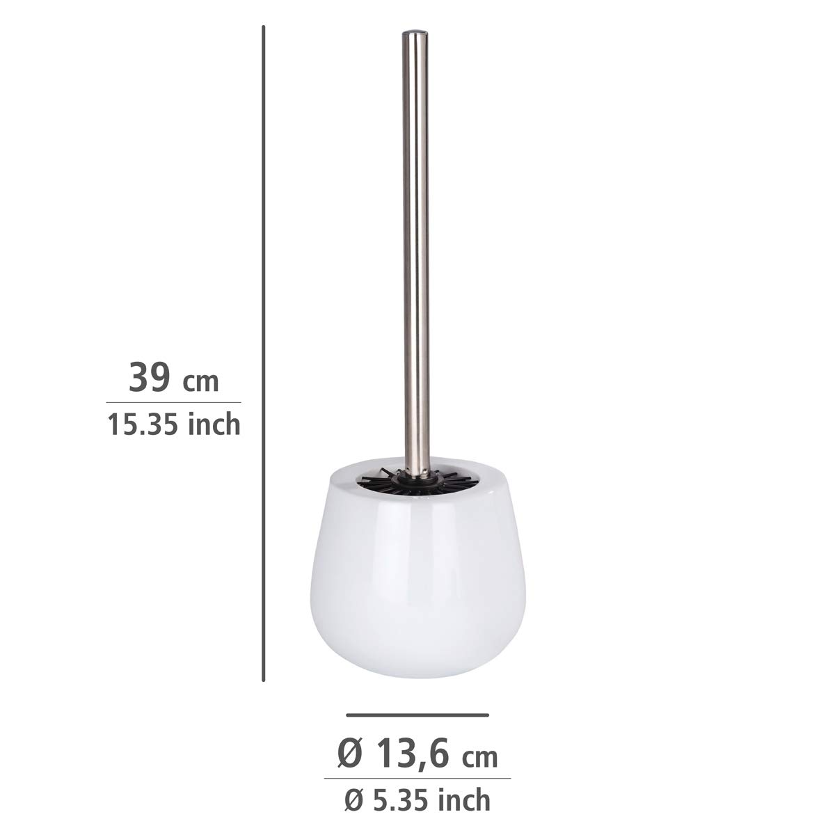 Wenko Costa 21655100 Malta - Scopino per WC in ceramica, colore: Bianco, 8 x 10,8 x 8 cm