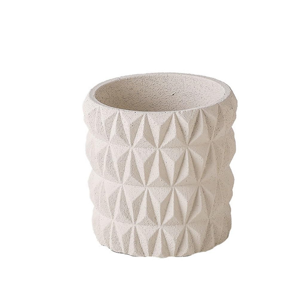 GELASIGE Flower Pots Light Luxury Flower Pot Round Flower Pot Modern Simple Style Cement Flower Pot Desktop Flower Pot Outdoor Flower Pots(A)
