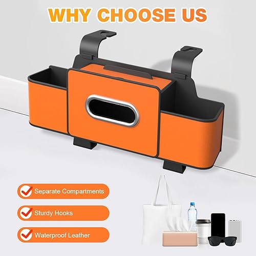Miniatura 4 de PUSKIU Organizador y caja de almacenamiento para automóvil, organizadores de automóvil y caja de almacenamiento para asiento trasero, organizador de